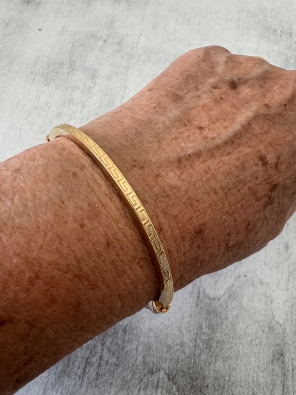 MIA FIORE Gold Plated Bronze Greek Key Dyadema Bangle Bracelet